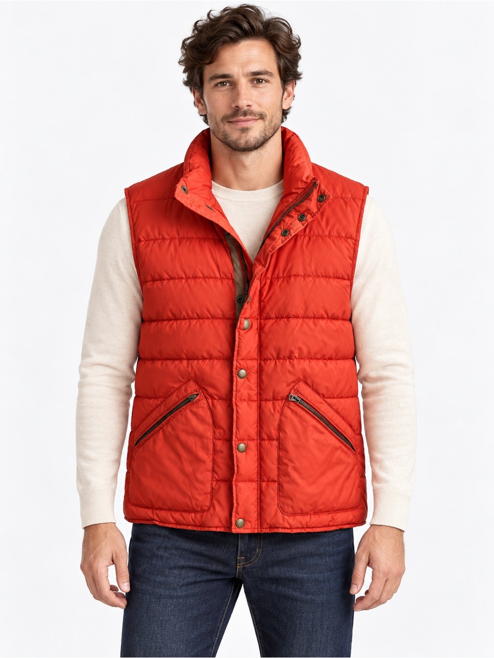 Country Road Orange Quilted Men's Puffer Vest Size L